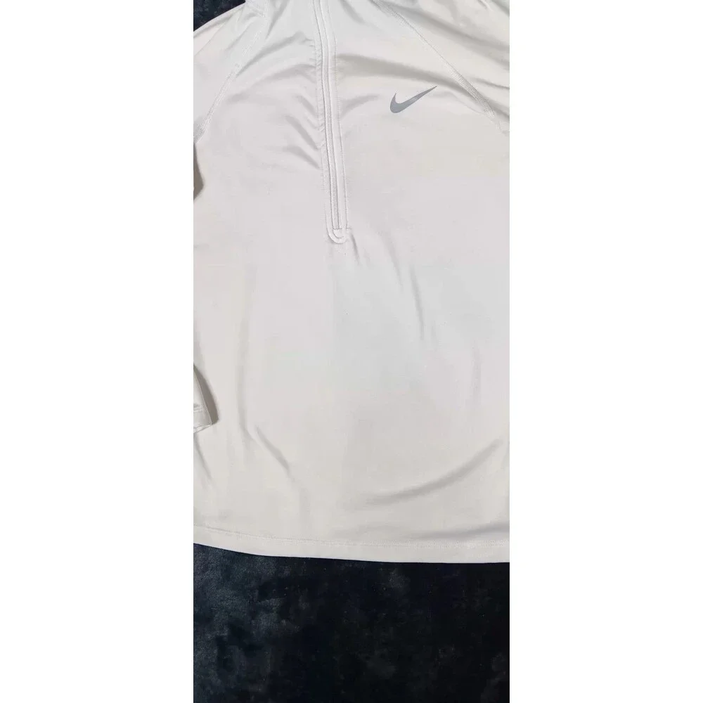 Nike Tempo Dri Fit Long Sleeve Quarter Zip Running Top S Ivory White Activewear